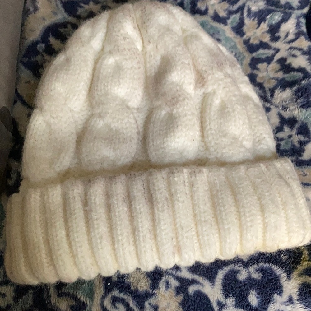 White cozy winter hat